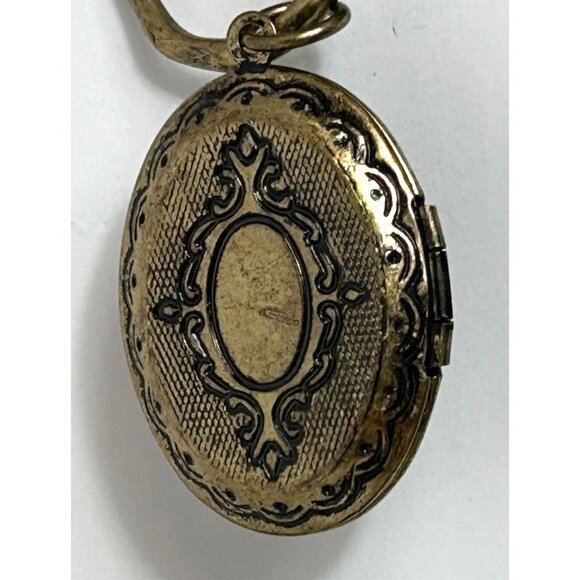 Vintage Brass Locket & Owl Pendant Necklace With Chains & Crystal Accents Costum - Picture 4 of 11